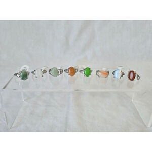 8 Moonstone & Gem Silver Plated Rings Multiple Colors, Styles & Sizes 5-9.5 New